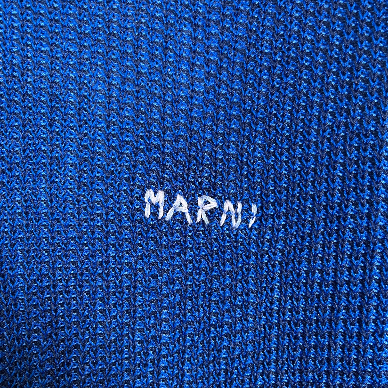 Marni Blue Jacquard Knit Hoodie Size L
