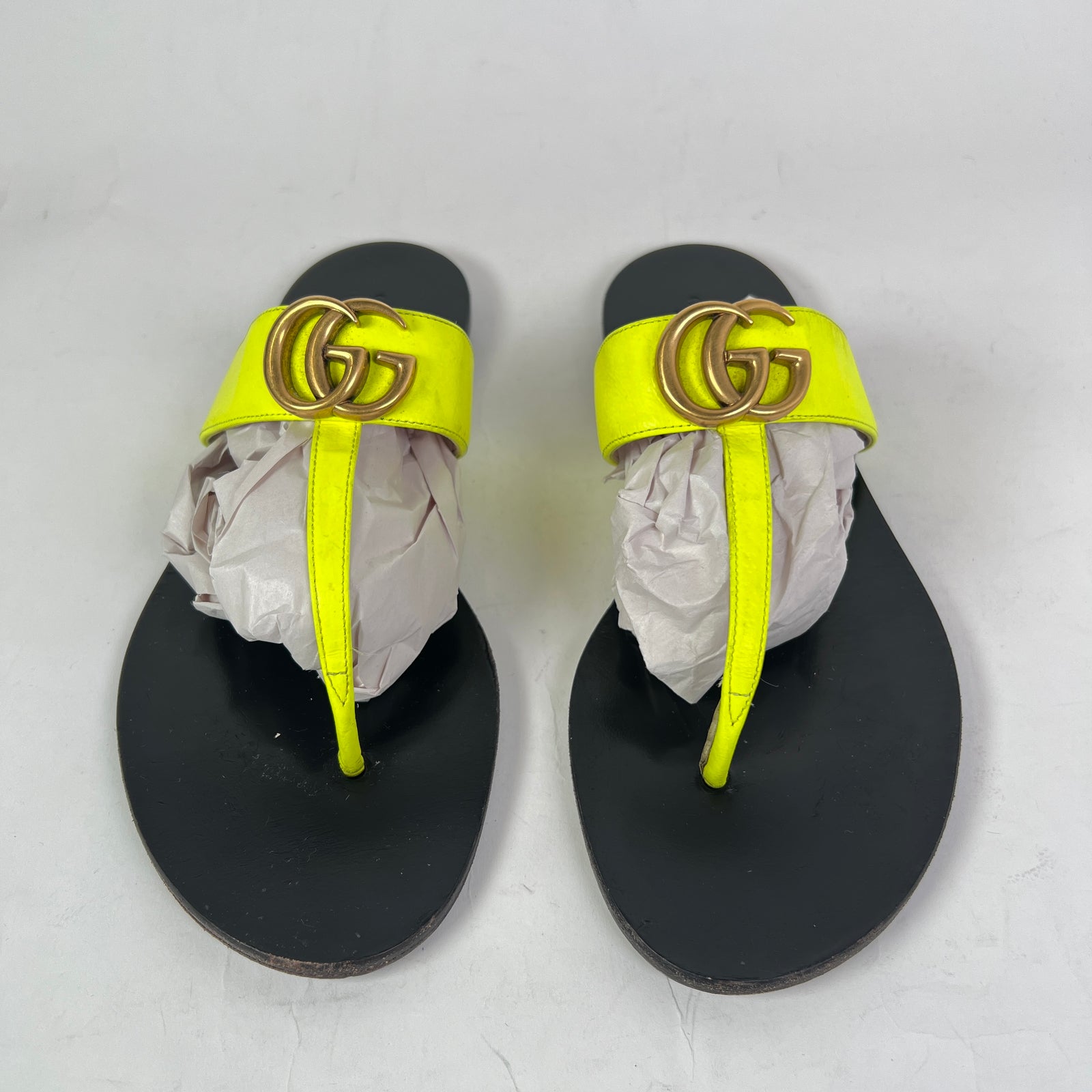 Gucci Calfskin GG Marmont Thong Sandals