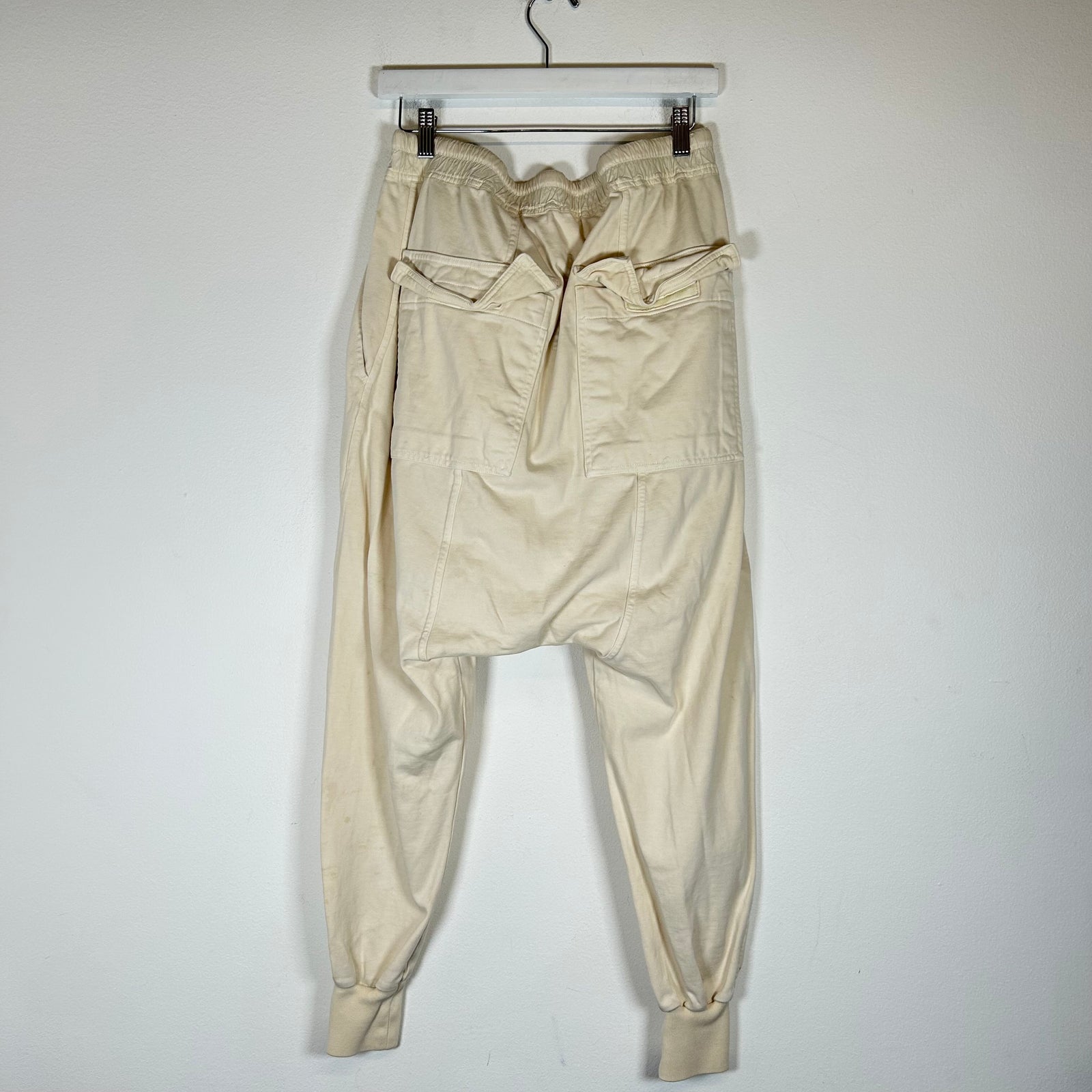 Rick Owens White Drop Crotch Sweatpants Size S