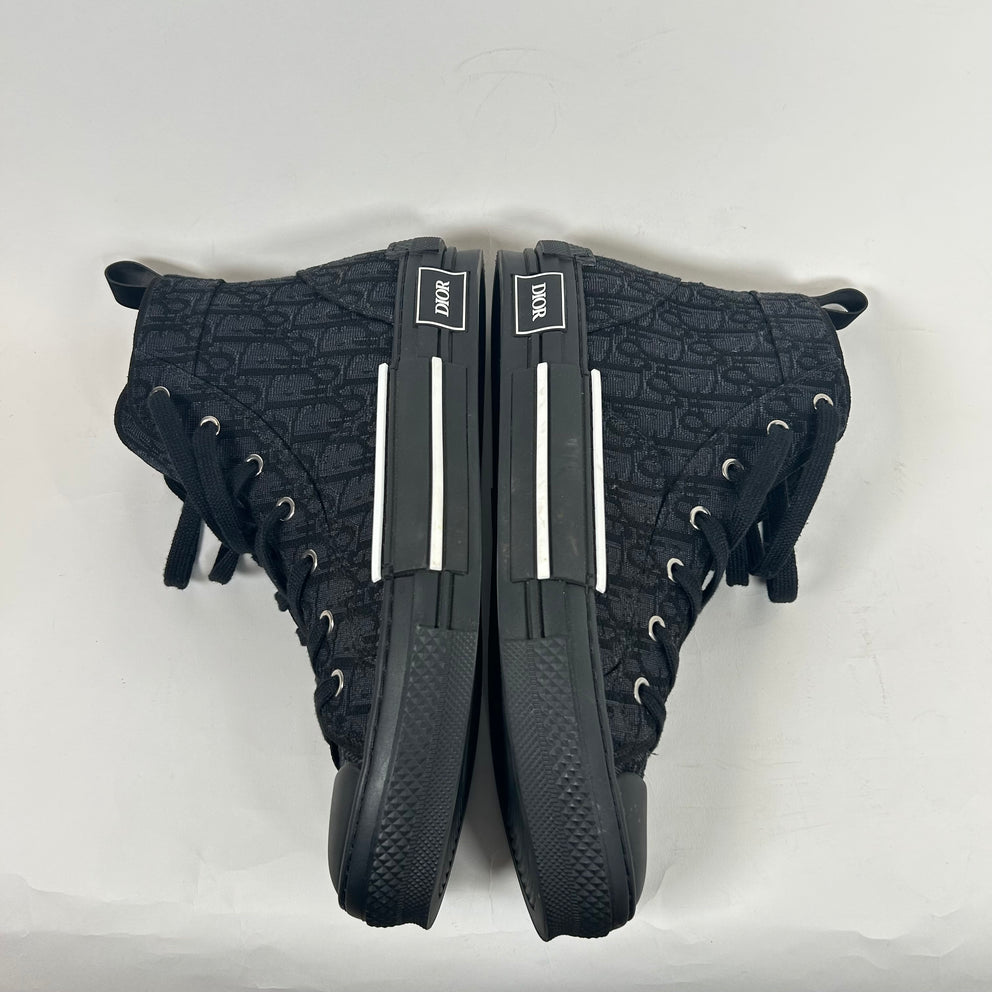 Dior B23 Black Jacquard High Top Sneaker Size 44