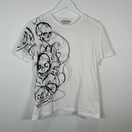 Alexander Mcqueen Smoke Skulls White T-Shirt Size S