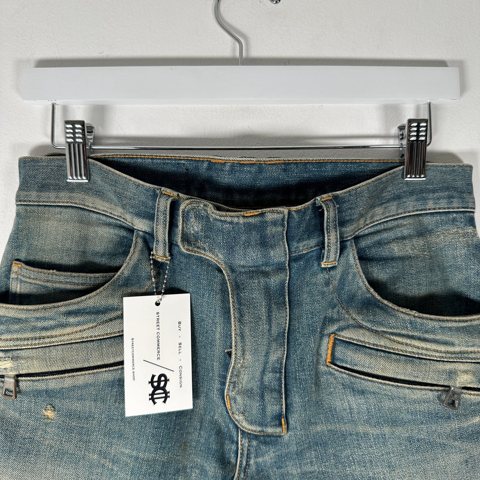 Balmain Lightwash Biker Denim Size 27