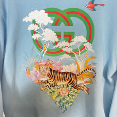 Gucci Blue Tiger Interlocking Crewneck Size L