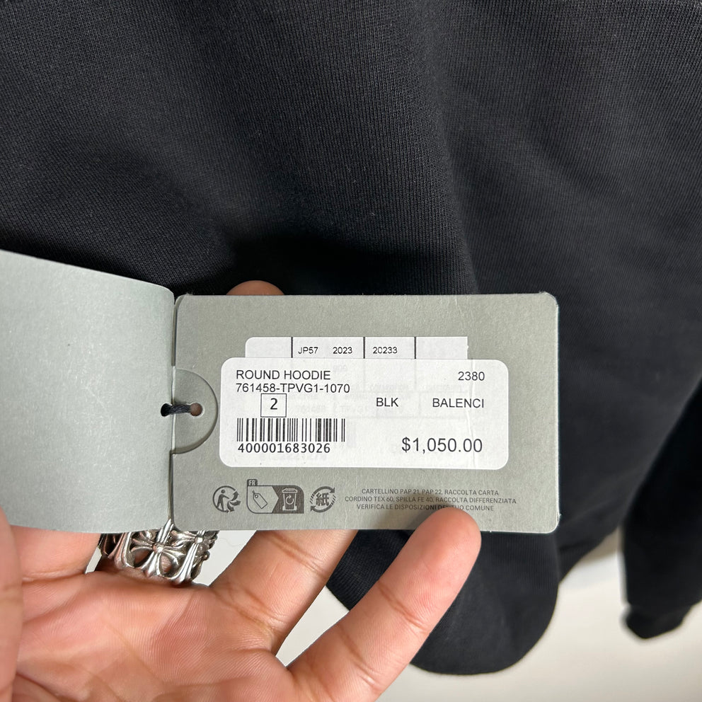 Balenciaga Black Backflip Logo Hoodie Size 2