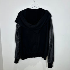 Rick Owens Black Leather Mountain Hoodie Size XL