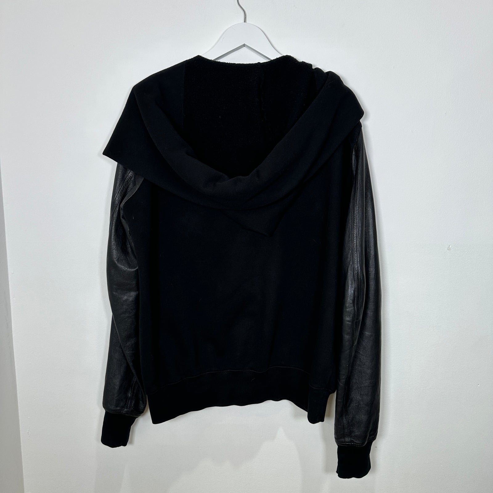 Rick Owens Black Leather Mountain Hoodie Size XL