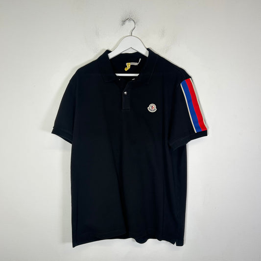 Moncler Navy Striped Polo Shirt Size L