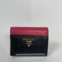 Prada Black/Pink Saffiano Leather Wallet