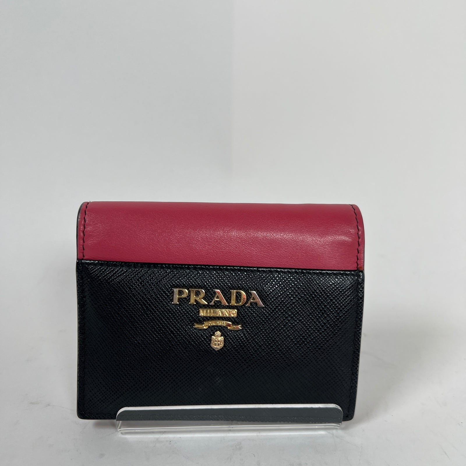 Prada Black/Pink Saffiano Leather Wallet