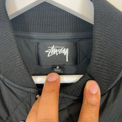 Stussy Black Quilted Dice Logo Jacket Size S