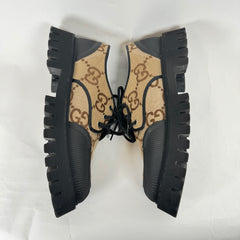 Gucci Beige Maxi GG Lace Up Derby Sneakers Size 10.5