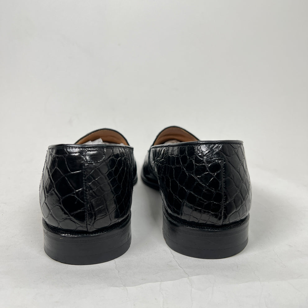 Maus & Hoffman Black Crocodile Loafers Size 9.5