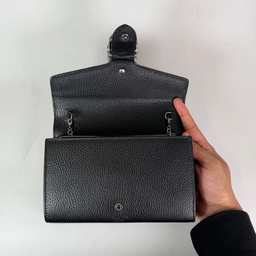 Gucci Black Leather Dionysus Wallet On Chain Bag