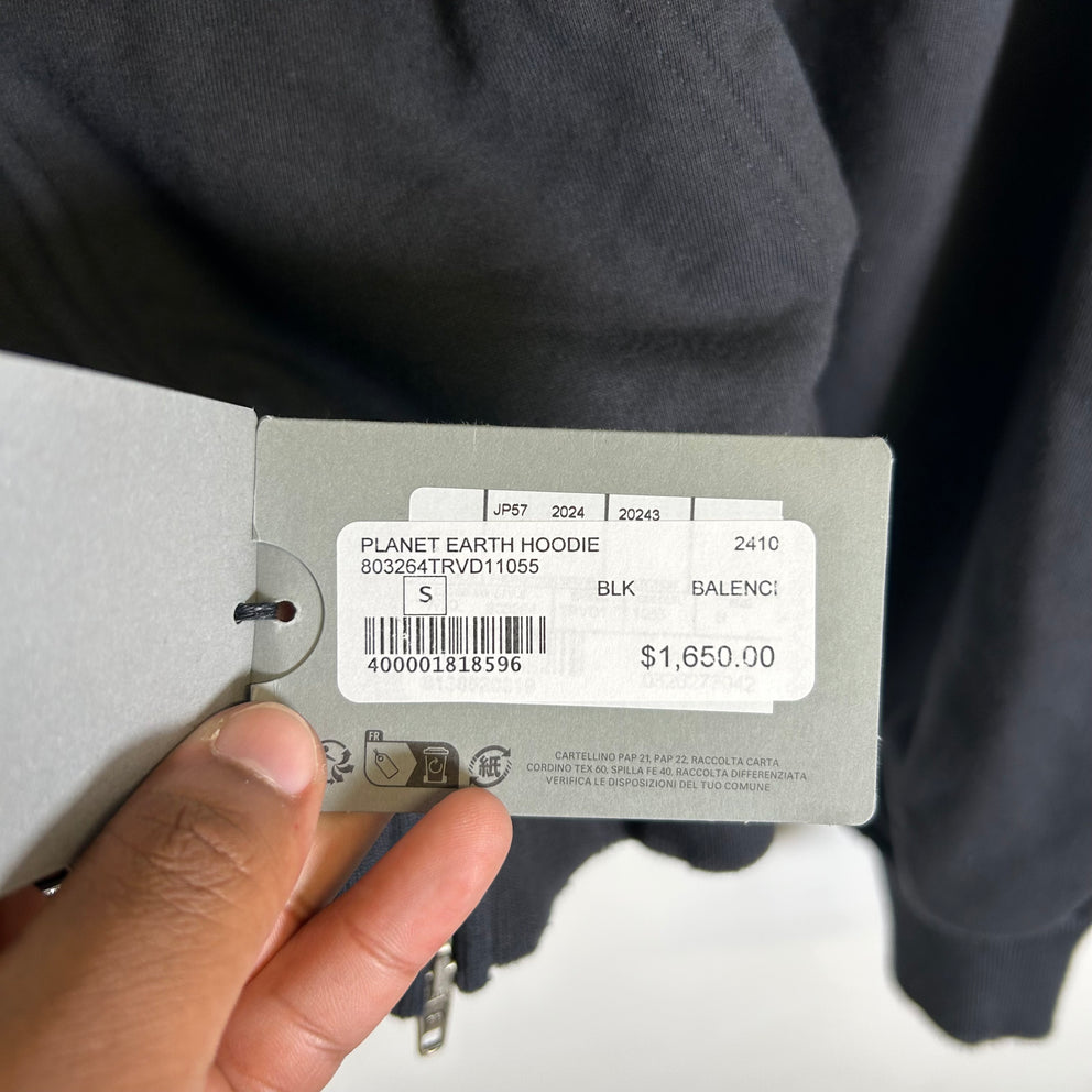 Balenciaga Planet Earth Distressed Zip-Up Hoodie