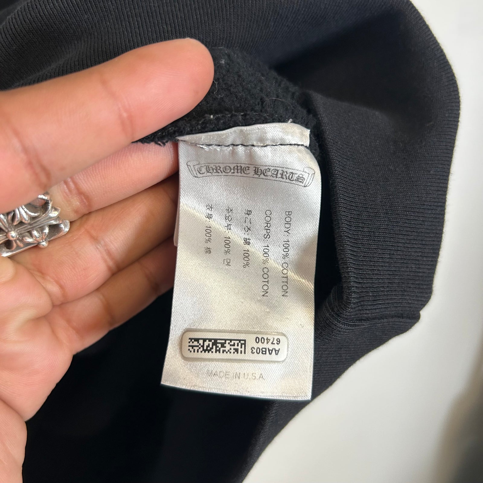 Chrome Hearts Black Vertical Logo Hoodie Size L