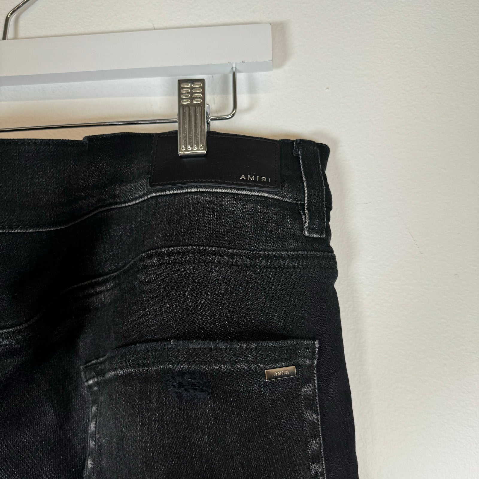 Amiri Black Glitter Patched Thrashed Jeans Size 36