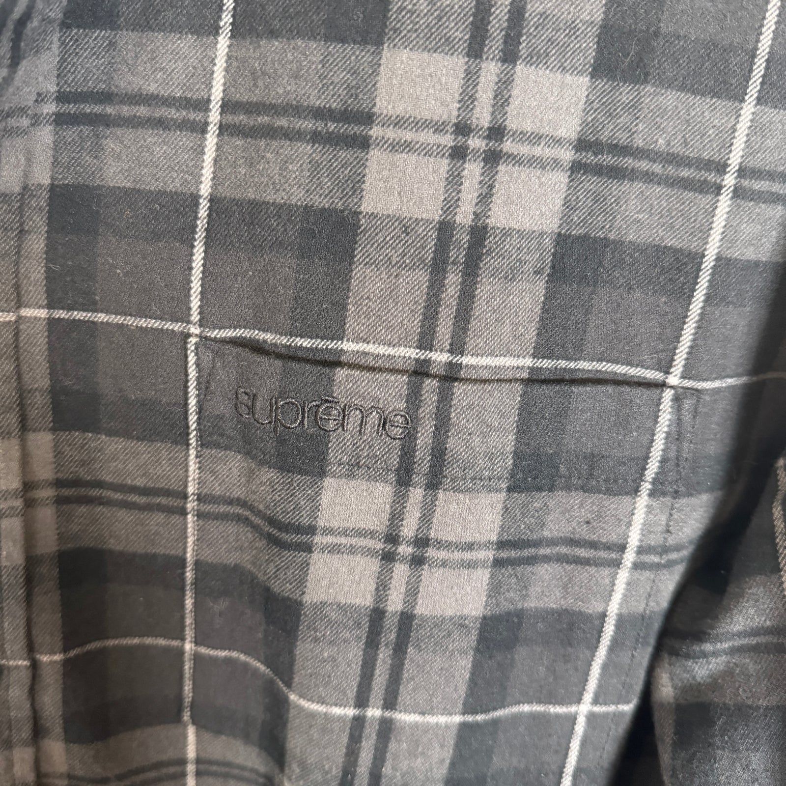 Supreme Black Plaid Flannel Shirt Size M