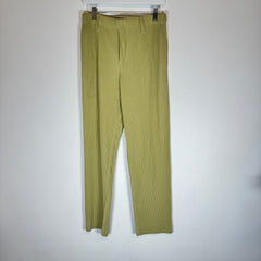 Homme Plisse Issey Miyake Yellow-Green Pleated Trouser Size 3