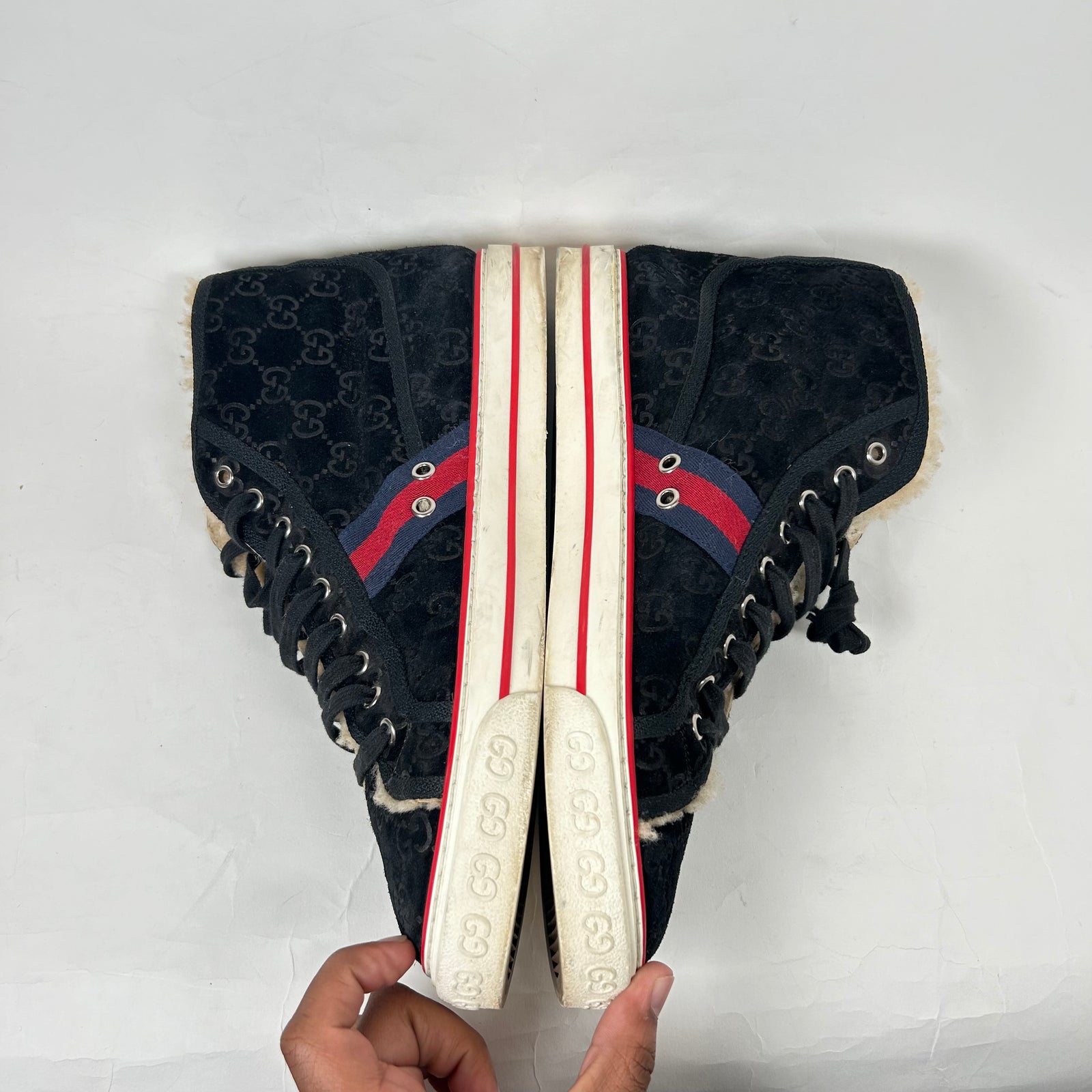 Gucci Black Shearling 1977 Sneakers Size 9.5