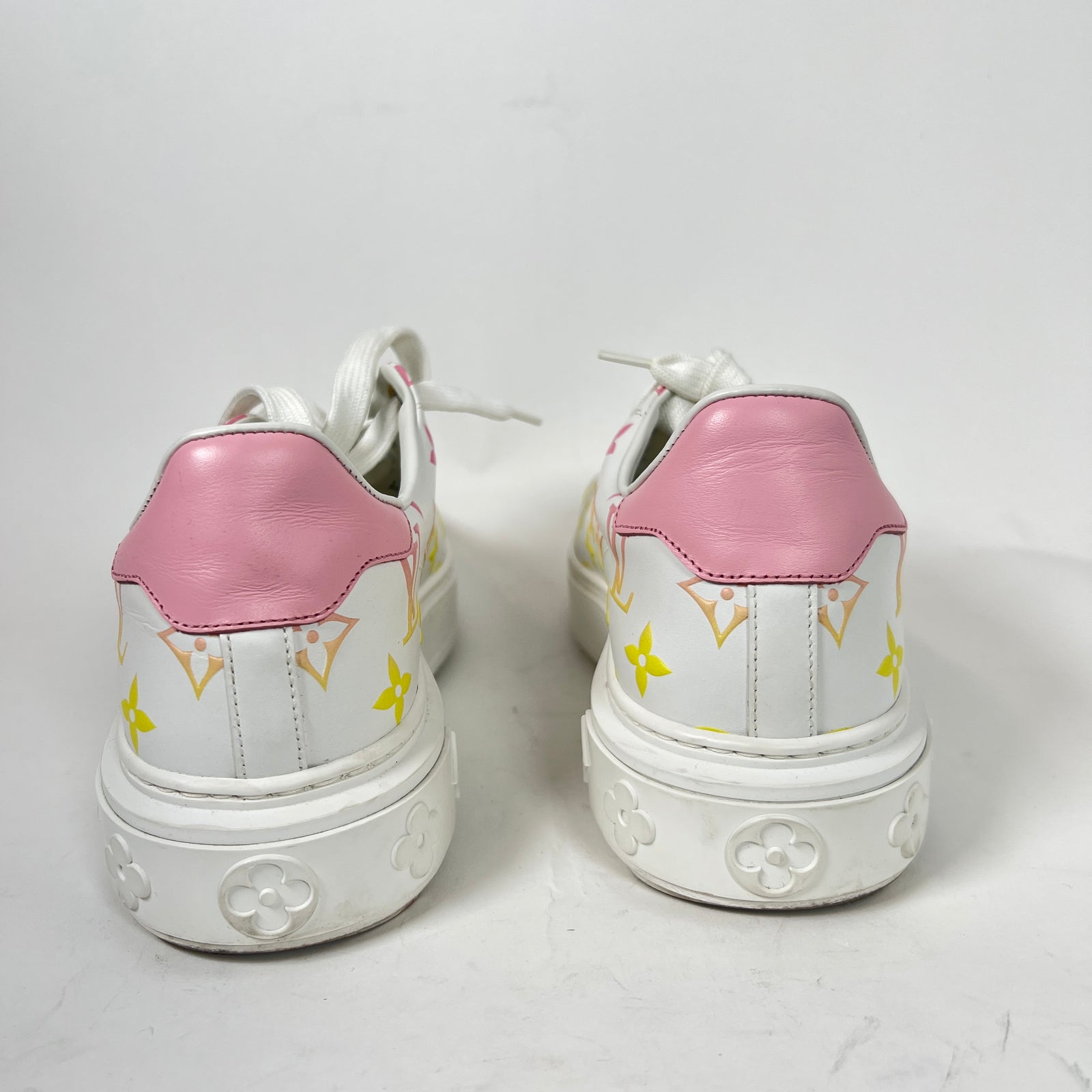 Louis Vuitton Pink/Yellow Timeout Sneakers Size 38