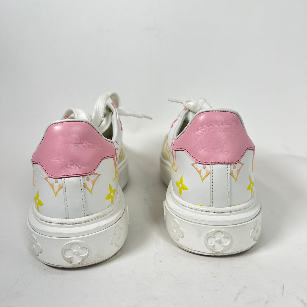 Louis Vuitton Pink/Yellow Timeout Sneakers Size 38