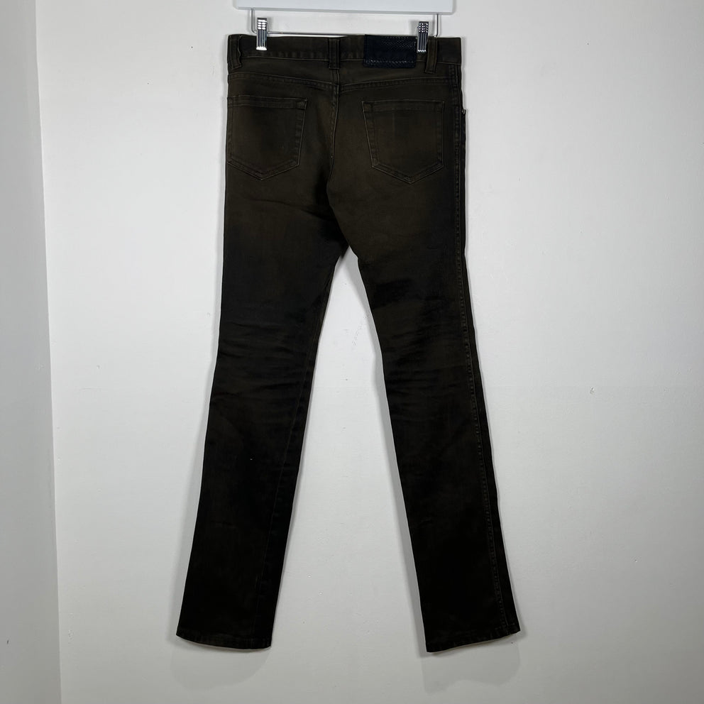 5351 Homme Green Waxed Slim Jeans Size 1