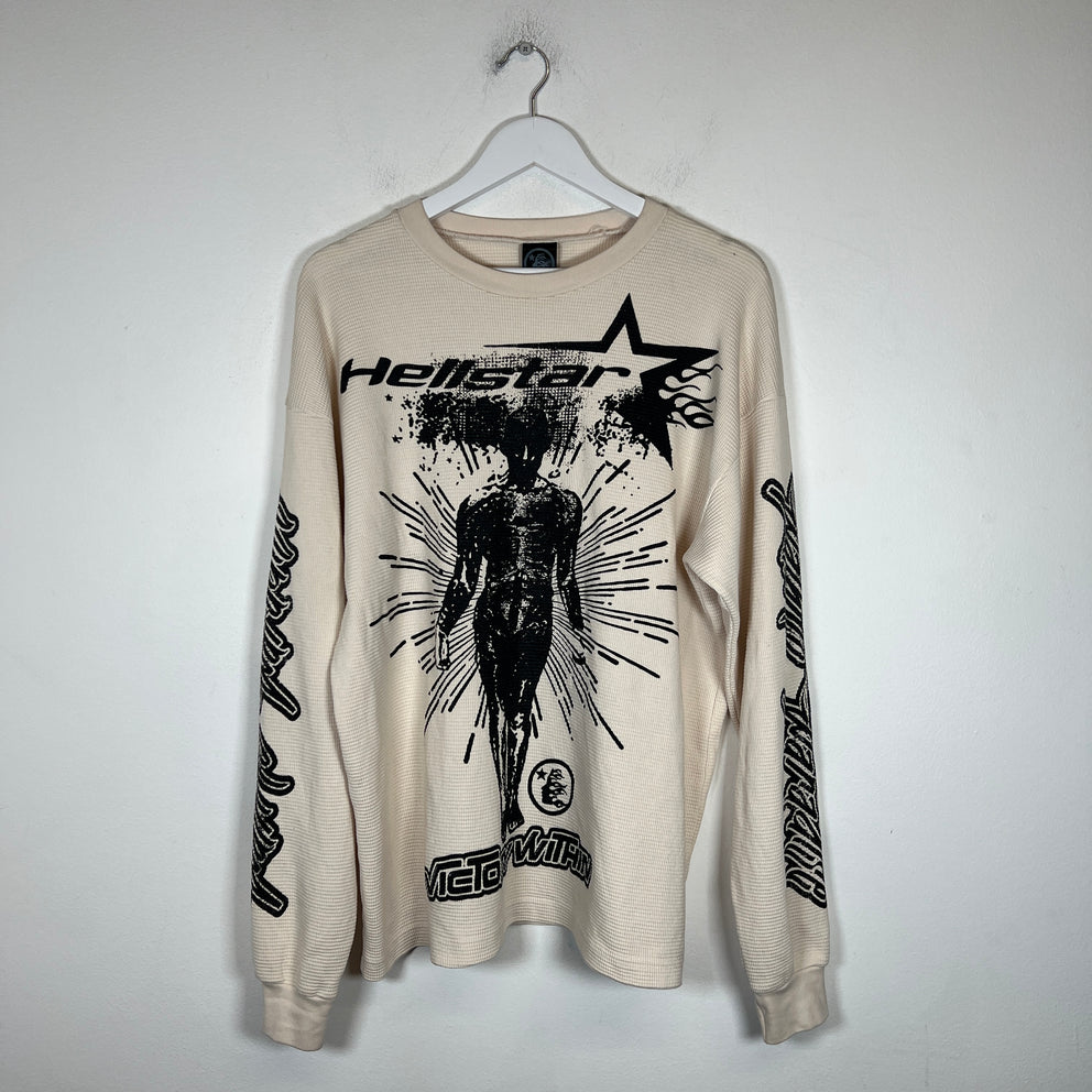 Hellstar Cream Victory Lap Thermal Longsleeve Size M