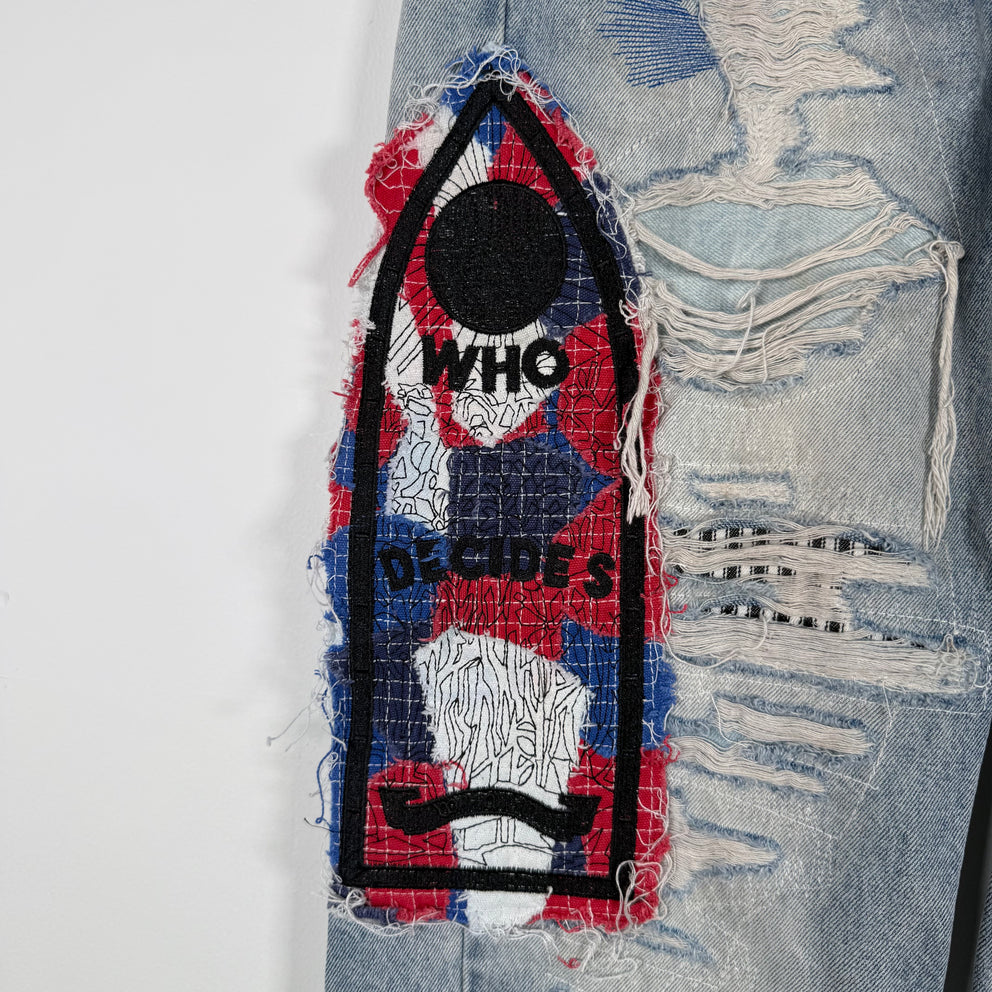 Who Decides War Red/Blue Mural Denim Jeans Size 36