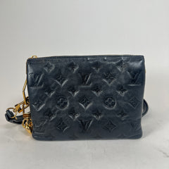 Louis Vuitton Black Lambskin Embossed Coussin BB Bag