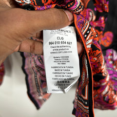 Versace Orange SIlk Button Up Shirt Size M