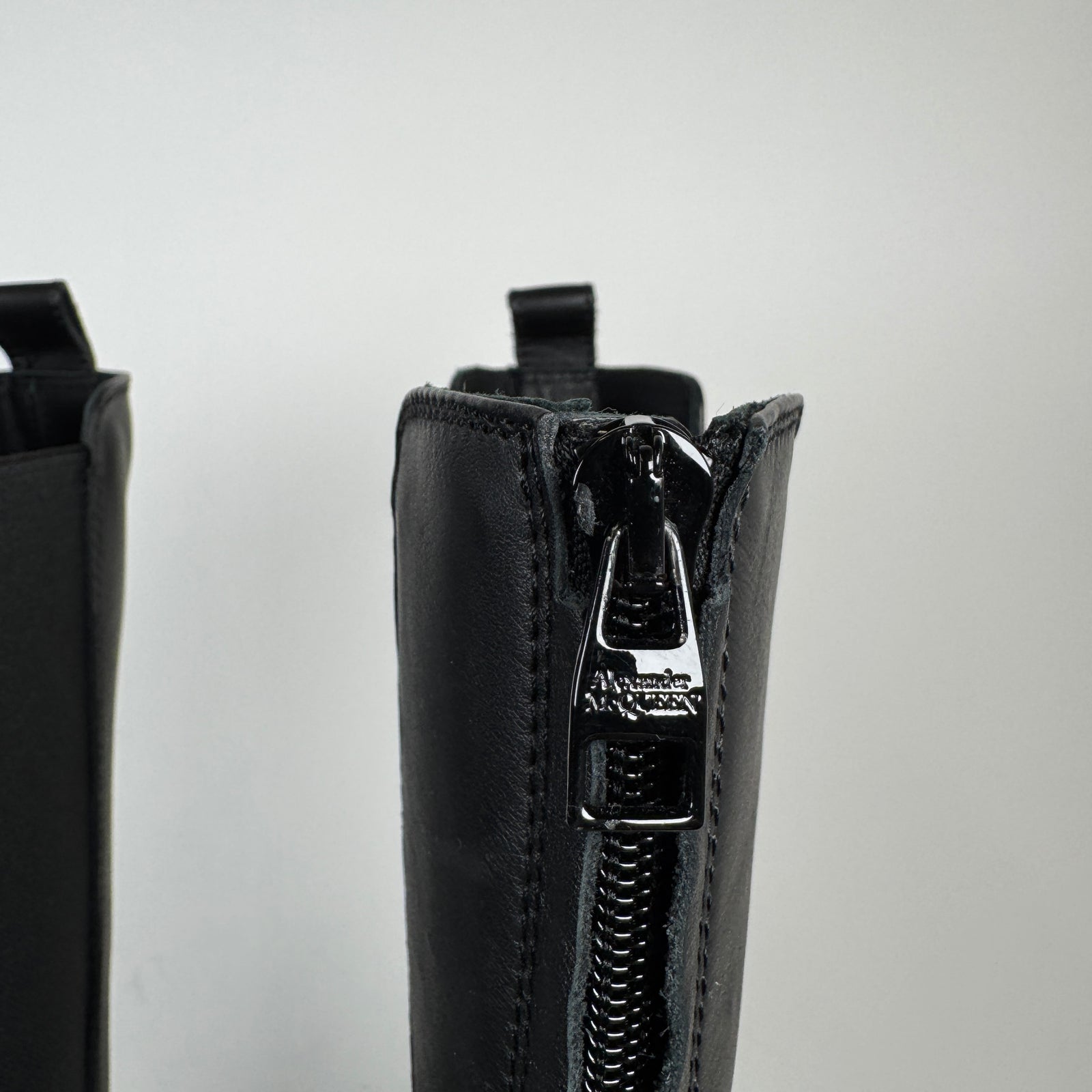 Alexander McQueen Black Knee High Tread Slick Boots Size 42