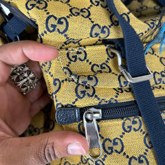 Gucci Yellow Fabric Maxi Monogram Utility GG Backpack