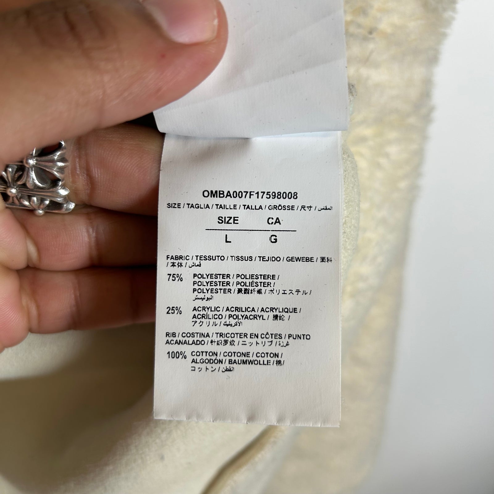 Off-White Beige Fleece Pullover Sweater Size L