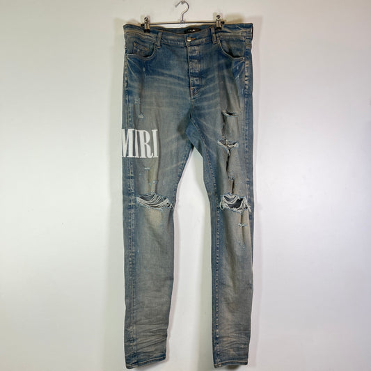 Amiri Clay Indigo Core Applique Logo Jeans