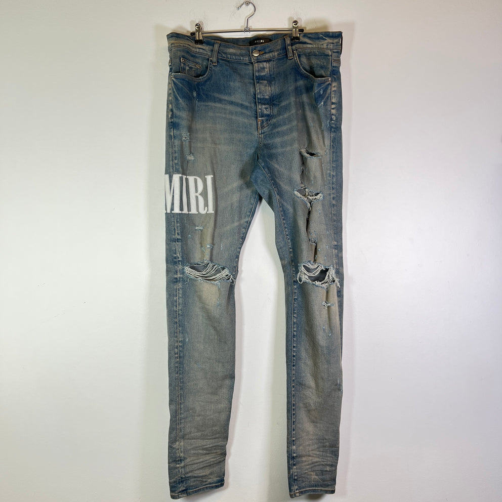 Amiri Clay Indigo Core Applique Logo Jeans