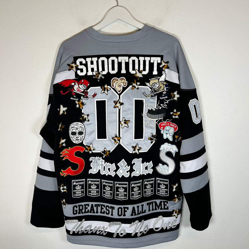 Supreme Black/Grey Fire & Ice Hockey Jersey Size L