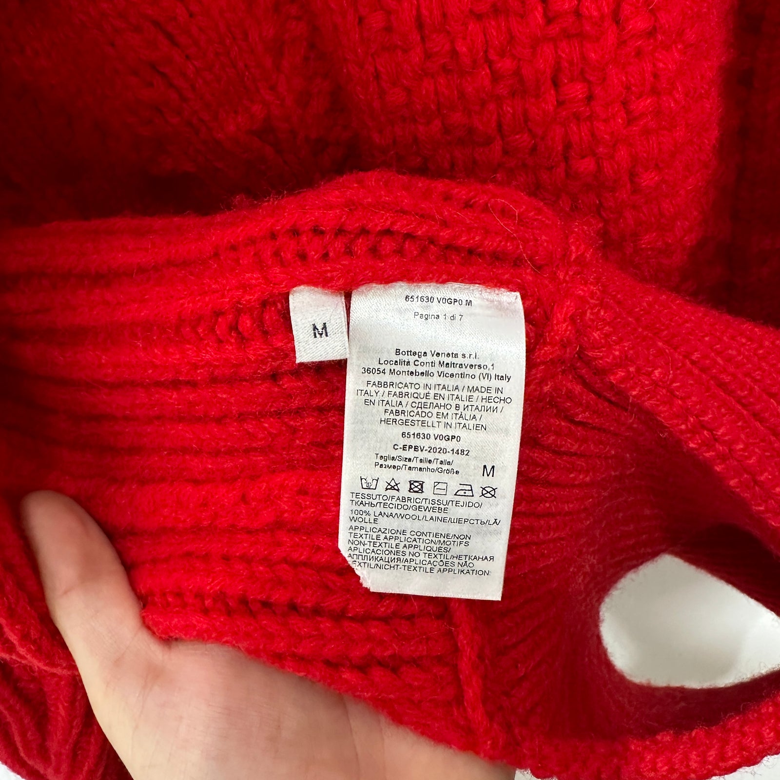 Bottega Veneta Open Back Cable Knit Red Sweater Size M
