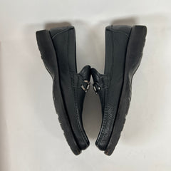 Ferragamo Black Square Toe Leather Loafers Size 10.5