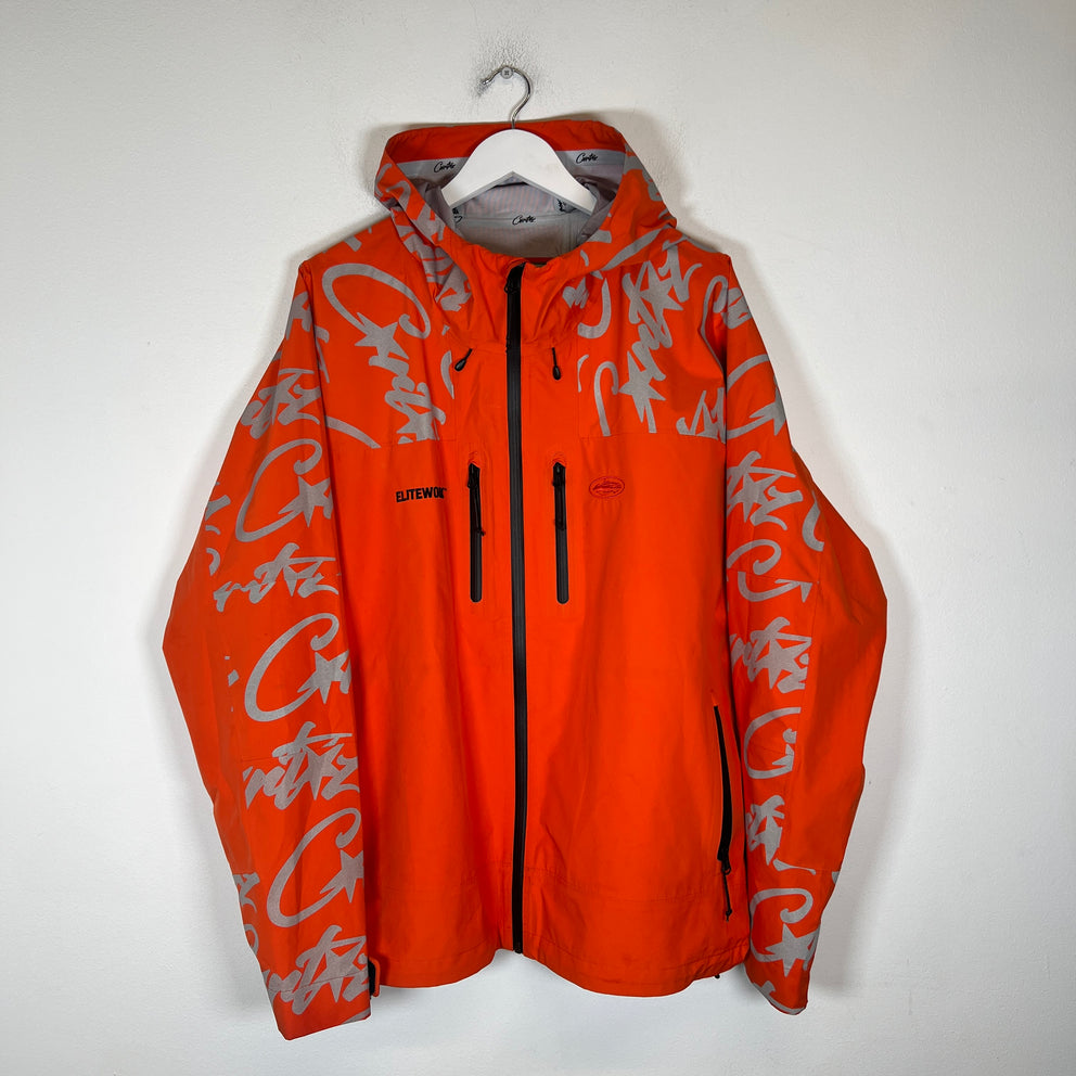 Corteiz Orange Elitework Waterproof Shell Jacket Size XL