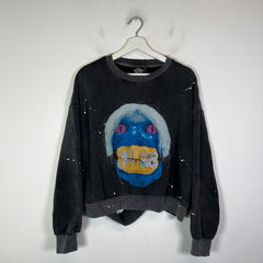 Greedy Unit Black Washed G.U Studio Skull Crewneck Size M