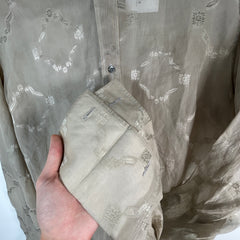 Gucci Sheer Leaves Tan Button Up Shirt Size M