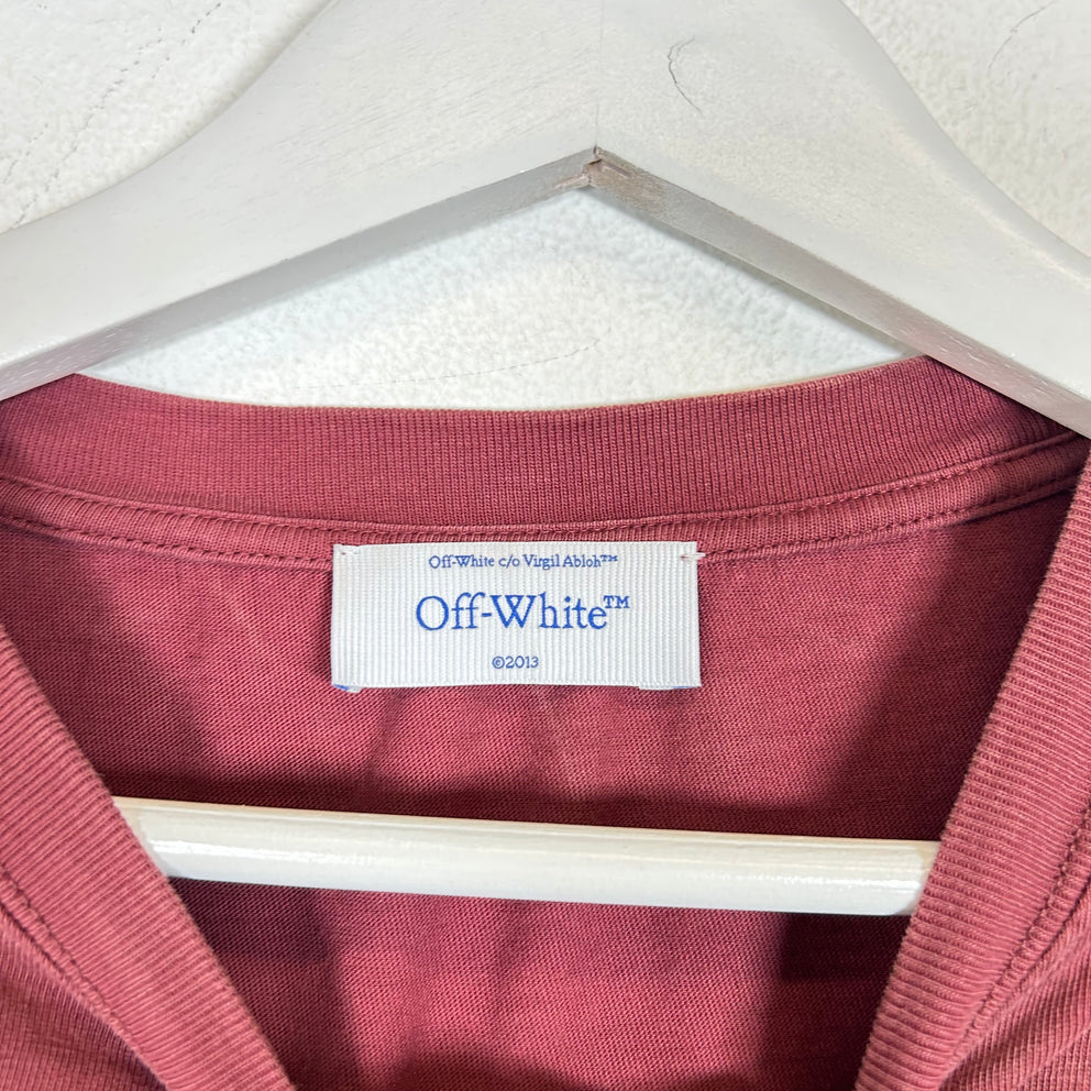 Off-White Burgundy Logo T-Shirt Size L
