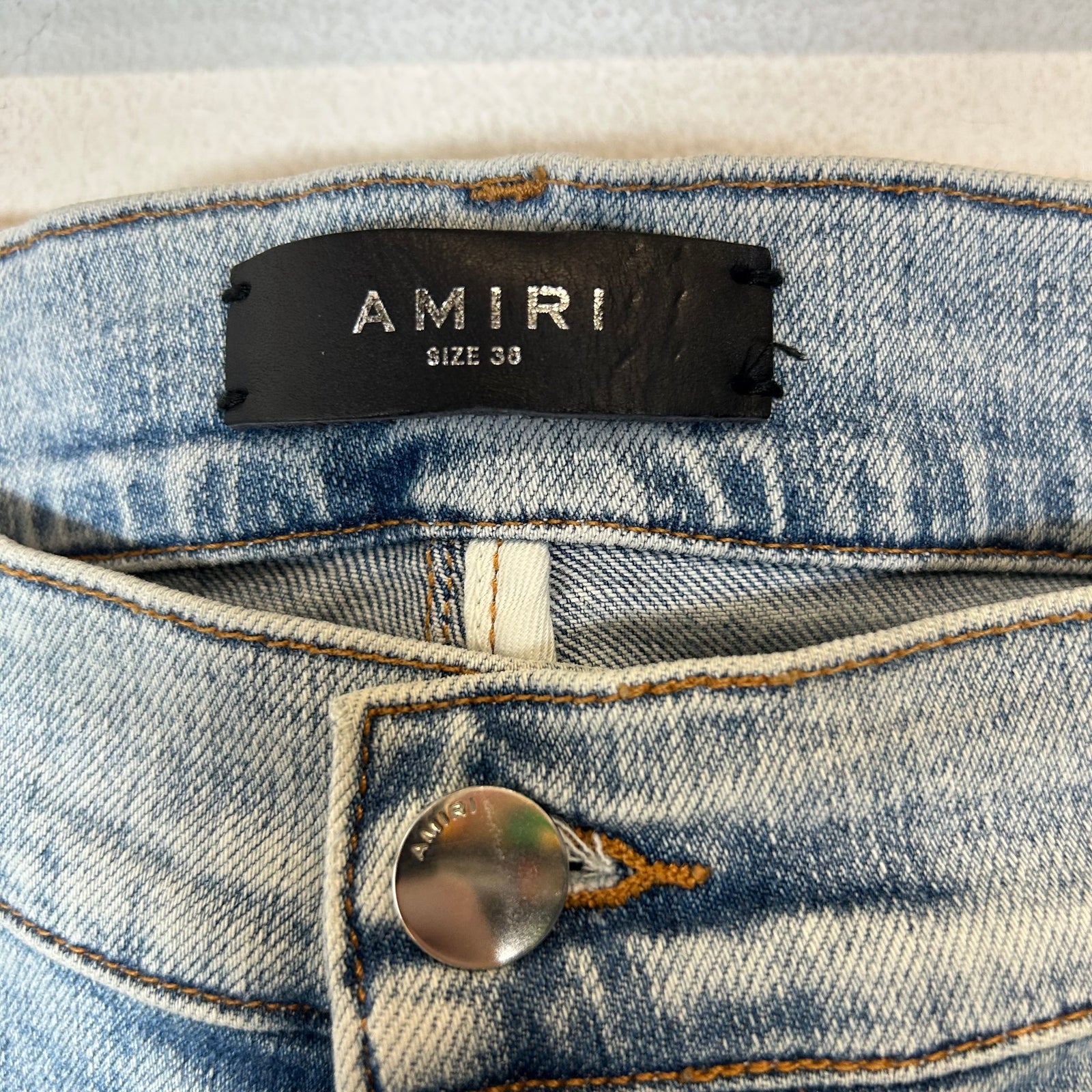 Amiri Playboy Magazine Distressed Lightwash Skinny Jeans Size 38