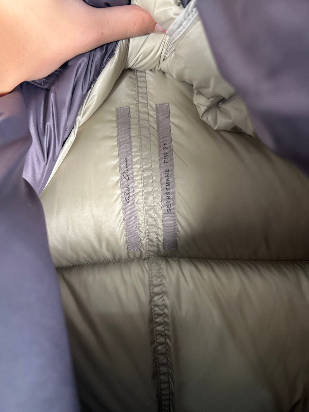 Rick Owens FW21 Gethsemane Pearl/Eggplant Puffer Size XL