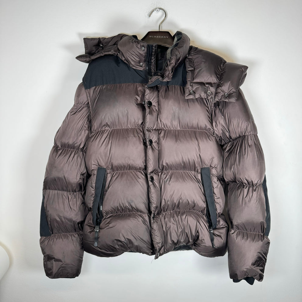 Burberry Brown Detachable Sleeve Hooded Down Puffer Size S