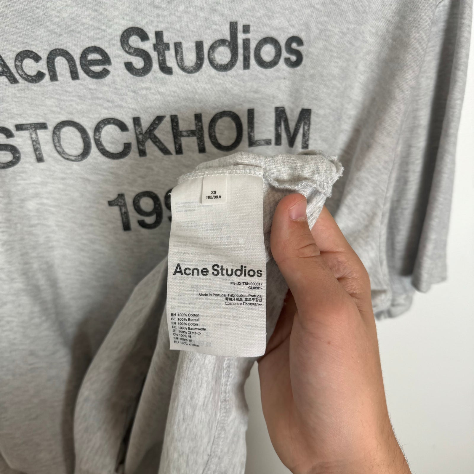 Acne Studios Grey Stockholm 1996 Tee Size XS