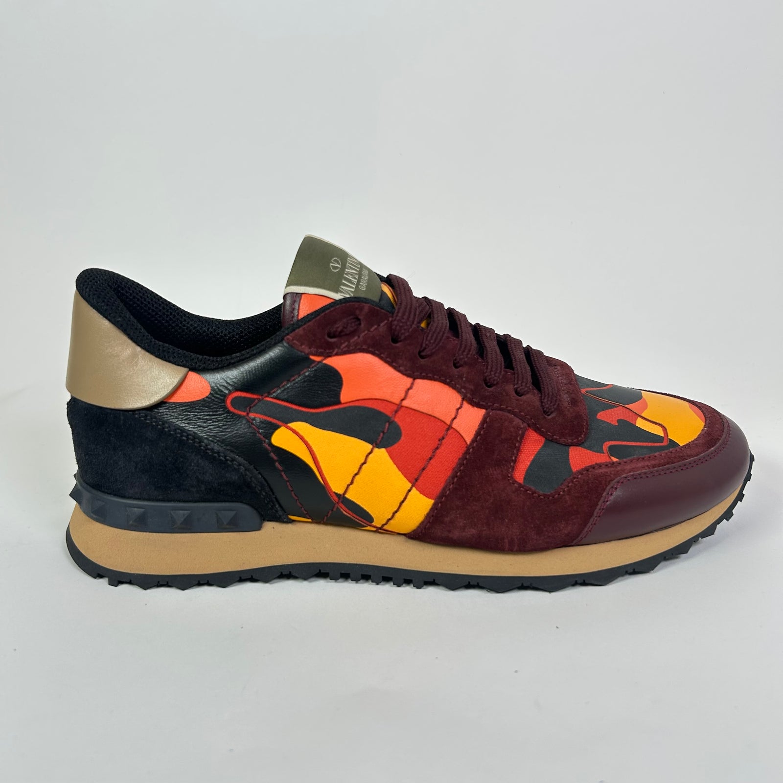 Valentino Burgundy Camo Rockrunner Sneakers