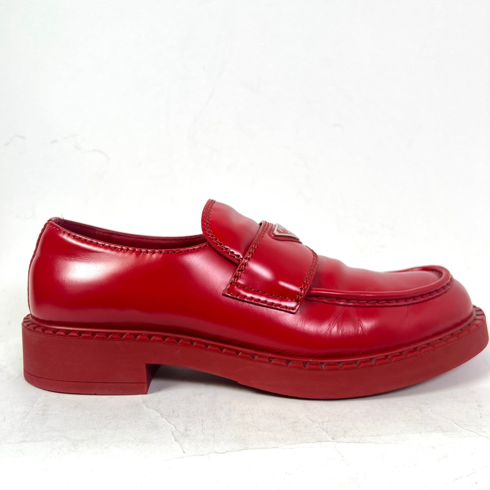 Prada Red Chocolate Loafers