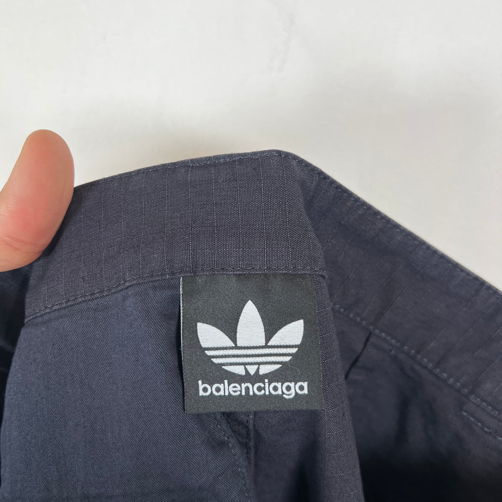 Balenciaga x Adidas Black Striped Ripstop Shorts Size S