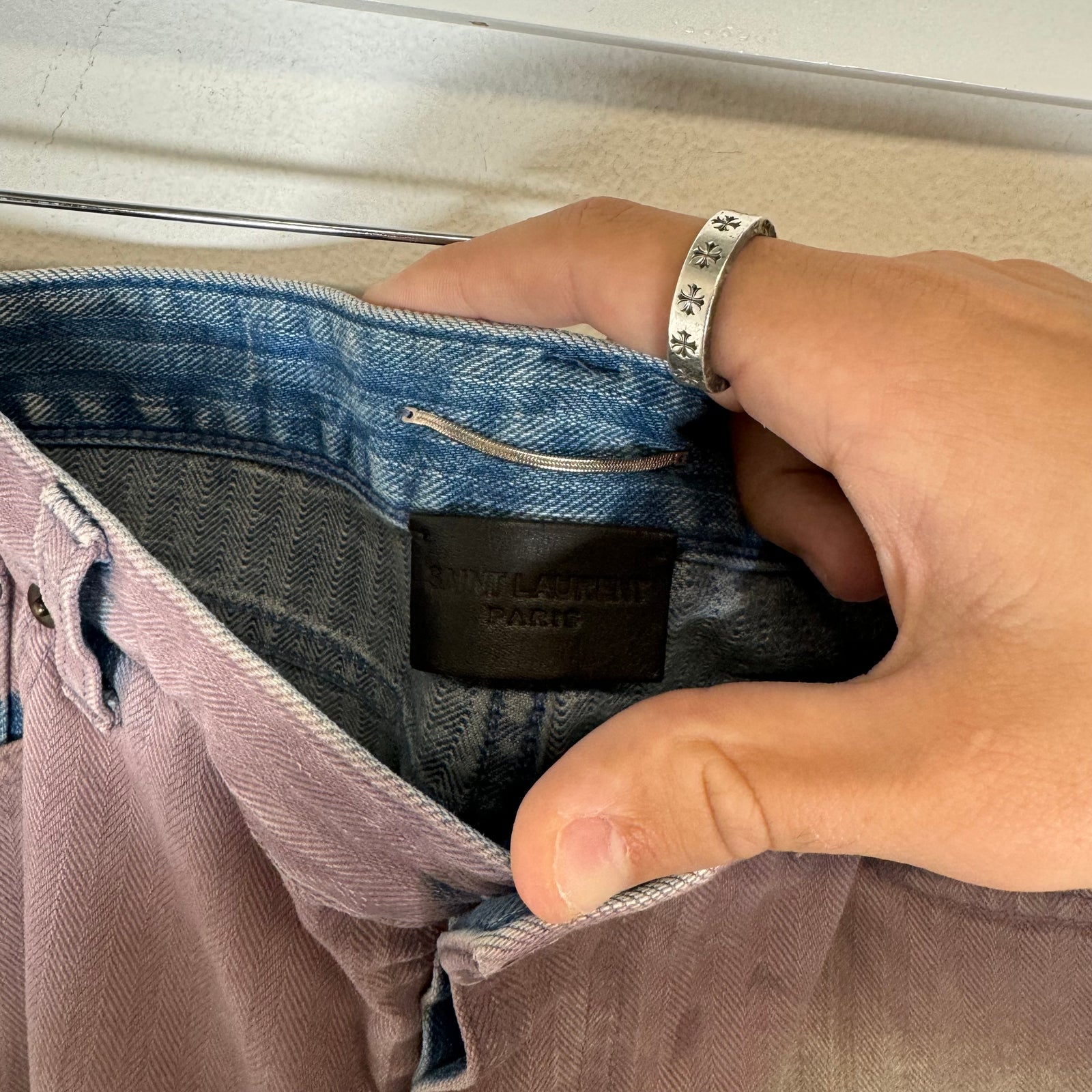 Saint Laurent Gradient Denim Shorts Size 33